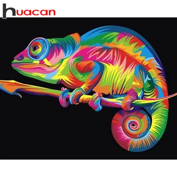 Huacan 5D Diamond Siuvinėjimo Kryželiu Gyvūnų kvadratiniu Diamond Tapybos Chameleonas Naują Atvykimo Rinkiniai Namų Dekoro