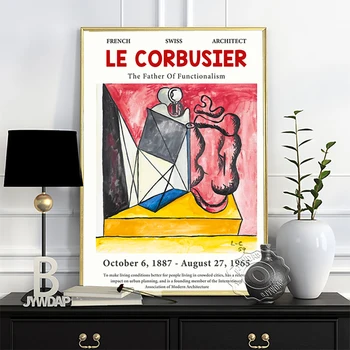 Le Corbusier Functionalism Paroda, Muziejus, Plakatas, Abstrakčiai Kubizmas Retro Meno Tapybos Drobės, Spausdinimas Sienos Nuotrauka Namų Dekoro