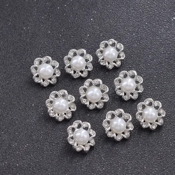 20pcs/daug 12mm gėlių lydinio pearl kalnų krištolas clothings mygtukai round crystal mygtuką, drabužių siuvimo, apdailos appliques 