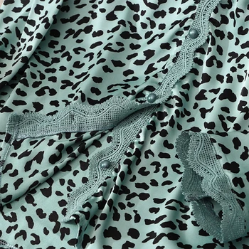 LIEPOS DAINA Moterų Pižama 2 vnt Satino, Šilko Pižama Nustatyti Pavasarį, Vasarą Sleepwear Leopardas Spausdinti ilgomis Rankovėmis Kelnės Homewear