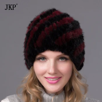 Karštas žiemos audinės kailio kepurę moterų originali natūralaus kailio kepurės ananasų Rusija beanie skrybėlių mados 2020 geros kokybės storas kailis skrybėlę BZ-03