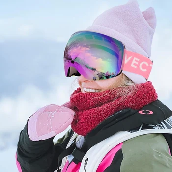 OTG Slidinėjimo Snowboard Goggles Moterų ir Vyrų Slidinėjimo Akinius, Kaukę, UV 400 Sniego Apsauga, Akiniai Suaugusiųjų Dvigubi Sferiniai Veidrodinį Magnetiniai