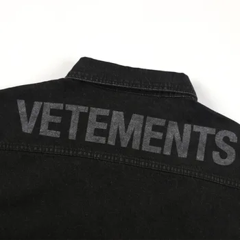 Vetements Džinsinio Striukė Moterims, Didelis Logotipas Už Kaubojus VTM Kailis Jean mens drabužių streetwear japonijos mados