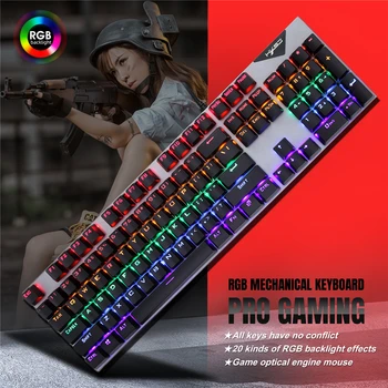 Mechaninė Laidinė Klaviatūra Žaidimų Klaviatūra RGB Sumaišykite su Apšvietimu 104 Mėlyna Jungiklis Žaidimas Nešiojamas KOMPIUTERIS