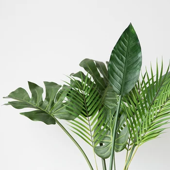 Ein Stck monstera knstliche pflanzen kunststoff atogrąžų palmių lapai namų garten dekoration zubehr nuotraukos Dekorative