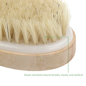 Šernų šerių vonios šepetys naturalgrass medienos vonios šepetys karštos ir sausos odos, kūno šepetys woodenshower bristlesSPA teptuku kūnas be rankenos
