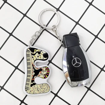 Kūrybinės naujų dvidešimt šešių anglų kalbos abėcėlę akrilo abstrakti tapyba fone keychain pakabukas maišą automobilio raktas priedai