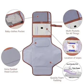 Nešiojamų Vystyklų Keitimas Padas su įmontuota Galvos Pagalvėlės Kūdikio Vystyklų Krepšys Multi-funkcija Kūdikių cambiador bebe portatil Vandeniui