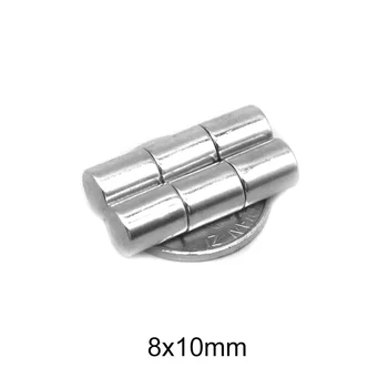 5~100VNT 8x10 mm, Super Stiprus Cilindro Retųjų Žemių Magnetas Turas Neodimio Magnetai, 8mm x 10mm Mažų Magnetas Disko 8*10 mm N35 8x10mm