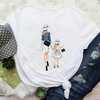 Moteris, Mama, Mama Super Mielas Motinos Meilė Animacinių Filmų Žiemos Sezono Grafinis Tees Drabužius Spausdinti Viršūnes Lady Moterų Marškinėliai T-Shirt