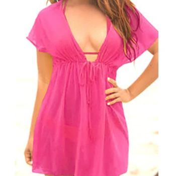 Vasarą Moterys Seksualus Paplūdimio maudymosi kostiumėlį Šifono Padengti Iki Ponios V-kaklo Suknelė Bikinis Saulės Sarongas Paplūdimio monokini