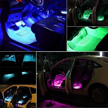 Universalus 12V LED Automobilių Mokestis Spalvinga Interjero Dekoratyvinės Grindų Atmosfera Lempos Šviesa Nustatyti Automobilių reikmenys