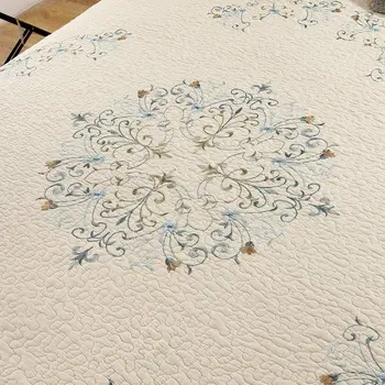Medvilnės Gėlių Aplikacija Dygsniuotas Lovatiesė Antklodė 3 dalių Negabaritinių Karalienė antklode padengti paklode