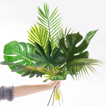 1Pc monstera dirbtiniai augalai Vestuvių Dekoro plastiko atogrąžų palmių lapų sode apdaila Dekoratyvinis Fotografija