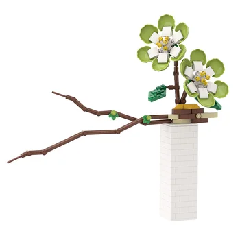 SS Augalų Orchidėjų Vaza Balta Žalia Gėlių Modelio Kūrimo Bloką Plytų Puokštė Namų Biuro Apdailos 