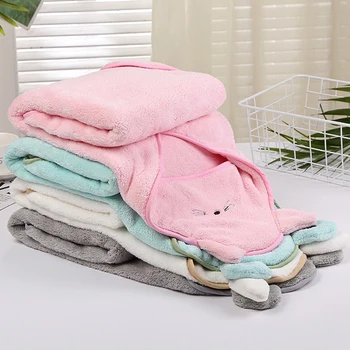 Kūdikių poncho vonia rankšluostį soft coral vilnos 90*90cm baby rankšluostis antklodė naujagimiui vonia rankšluostį antklodė su gobtuvu