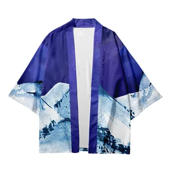 Plus Size 6XL 5XL 4XL Kraštovaizdžio Spausdinimo Prarasti Japonijos Megztinis Moterims, Vyrams Harajuku Kimono Cosplay Viršūnes Palaidinė Yukata Drabužiai