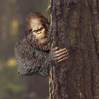 3D Derva, Drovus Bigfoot ' Ye-ti Medžio Statula Įnoringas Animacinių filmų Orangutan Skulptūra Tree Hugger Sodo Kieme Meno Medžio Apdaila