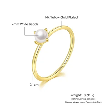 Žiedas Moterims Subtilus Mini Pearl Plonas Žiedas Pagrindiniai Minimalistinio Stiliaus Šviesiai Geltonos Aukso bižuterijos Dalyvavimas Vestuvių Žiedas
