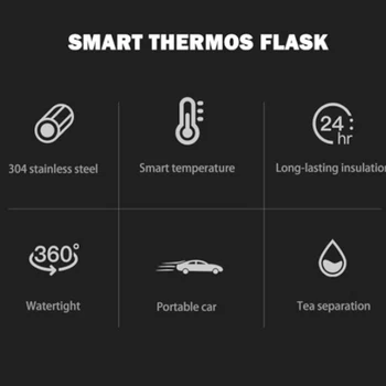 500ML Nerūdijančio Plieno Butelis Termosas Temperatūros Ekranas Smart Vandens Butelis Vakuuminės Kolbos Thermoses Kavos Puodelį, Kalėdų Dovanos
