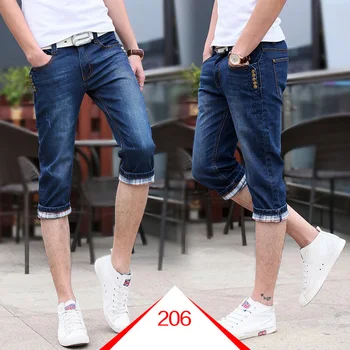 Vasaros 2021 Mados Atsitiktinis gatvės Ten nagai džinsinio paauglių apkarpyti kelnės šortai vyrams\ \ 's casual, plonas kojų Trijų ketvirčių kelnės
