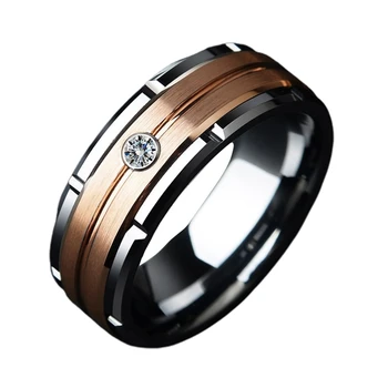 Prabangūs Moteriški Bižuterijos Romantiška Pora Žiedus Rose Gold Filled Nerūdijančio Plieno Žiedai Mens Vestuvių Žiedas Sužadėtuvių Dovana