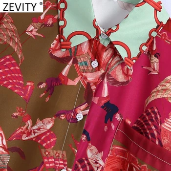 Zevity Moterų Derliaus Grandinės Kratinys Nereguliarus Spausdinti Negabaritinių Palaidinukė Ponios Prašmatnus Ilgai Kimono Marškinėliai Femininas Blusas Viršūnes LS9430