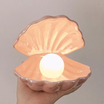 Japonų Stiliaus Keramikos Shell Perlų Naktį Šviesos Fantazija Undinė Fairy Miegamojo, Naktiniai staleliai, Lempa Saugojimo Apšvietimo Namų Dekoro Kalėdos dovanas