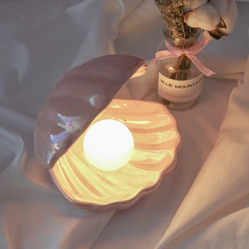 Japonų Stiliaus Keramikos Shell Perlų Naktį Šviesos Fantazija Undinė Fairy Miegamojo, Naktiniai staleliai, Lempa Saugojimo Apšvietimo Namų Dekoro Kalėdos dovanas