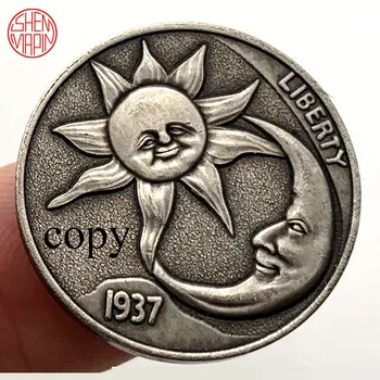 Sun Moon Dievas 1937 Kopijuoti Monetos Skeletas Bull Vario Monetas