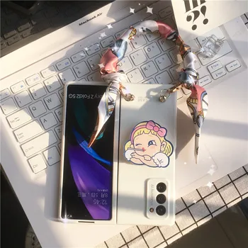 Galaxy Z Fold2 Crossbody Telefono Apversti Atveju Šalikas Apyrankę Galinį Dangtelį Saldainis Mergina Mielos Moterys Dovana 
