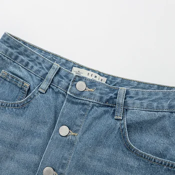 Semir džinsinio audinio sijonas moterų 2020 m. vasarą naujas mados skylę retro retro senų netinkamų plonas-line sijonas