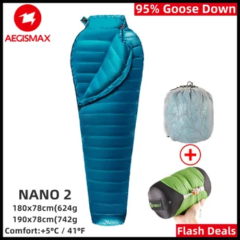 AEGISMAX NANO2 miegmaišį Mumija Gamtos 95 Proc. Žąsų Žemyn Ultralight Šiltas miegmaišis Vandeniui Nailono Nešiojamų Kelionės, Kempingas