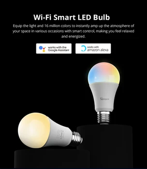 SONOFF 9W WiFi Smart LED RGB Bulb E27 Dimmable Multi-color Lamp For EWeLink APP Control Automation Work With Alexa Google Home
