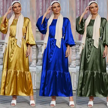 Eid Abaja Turkija Suknelė, Hijab Burbulas Rankovės Vasaros Musulmonų Mados Maxi Suknelės Abayas Moterų Dubajus Islamas Drabužių Caftan Skraiste