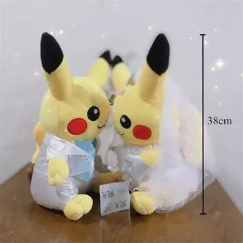 TAKARA TOMY Pokemon 20/30cm Kawaii Vestuvių Pikachu Suknelė Anime Lėlės Gražių Jubiliejų Dovana Porą Mergina Draugu