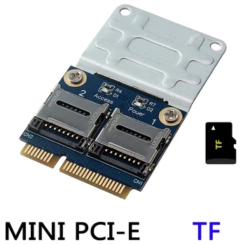 2 SSD HDD Nešiojamas Dual Micro - SD SDHC SDXC TF į Mini PCIe Atminties Kortelių Skaitytuvas MPCIe 2 Mini-Sdcards Mini Pci-E Adapterį
