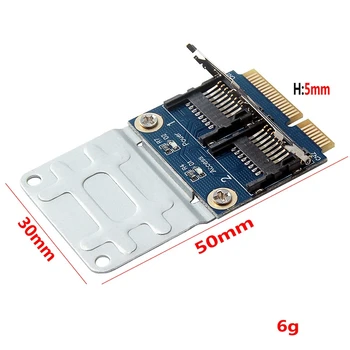 2 SSD HDD Nešiojamas Dual Micro - SD SDHC SDXC TF į Mini PCIe Atminties Kortelių Skaitytuvas MPCIe 2 Mini-Sdcards Mini Pci-E Adapterį