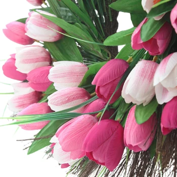 Modeliavimo Pink Tulip Vainikas Vestuvių Apdaila Sienos Kabo Vainikas Dirbtinių Gėlių Vainikas Pavasario Dekoro Durų Sodas