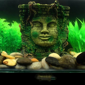 Derva Akvariumas Amatų Puošmena Imituojamas Retro Žmogaus Veido Sienos Kraštovaizdžio Ornamentu Žuvų Bakas Kraštovaizdžio Puošmena