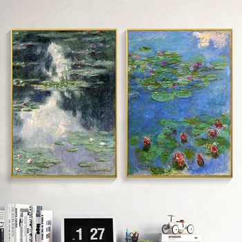 Drobė, Tapyba Monet Vandens Lelijos Šiuolaikinės Apdailos Gėlių Įspūdis, Meno Plakatus Spausdina Candock Sienos Nuotraukas, už Kambarį