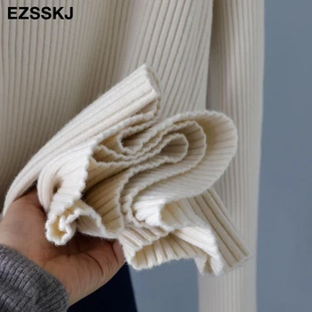 Storas, šiltas, prašmatnus negabaritinių Megztinis (Puloveris) Moterų žiemą, rudenį Moterų 2021 laisvas megztinis ilgomis rankovėmis atsitiktinis megztinis su varčios
