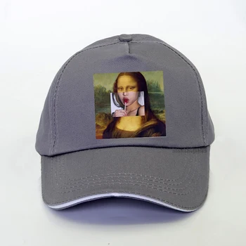 Mona Lisa Moterų klaidingą beisbolo kepuraitę asmenybės Harajuku pop mados vyrų vasaros 