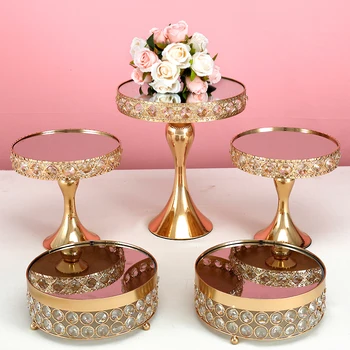 3 -9pcs Gold Crystal tortas stovi rinkiniai, keksas, saldus stalo saldainiai baras, stalo dekoravimo su kristalinės plokštelės