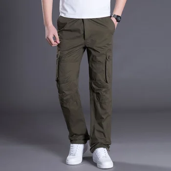 Vyriški Krovinių Kelnės Atsitiktinis Multi Kišenės Armijos Tiesiai Elastingumą Karinės Didelio Dydžio Tactical Kelnes Outwear Kelnės Ilgos Kelnės