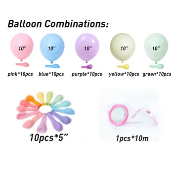 63pcs Macaroon Latekso balionų, Saldainių Rožinės Kolbų Nustatyti 1 2 3 4 5 6 7 8 9 Gimtadienio Dekoracijos Vaikams Baby Shower mergina Vienaragis