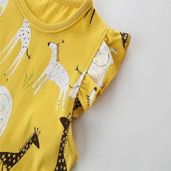 Šokinėja Metrų Naujos Princesė Mergaičių Suknelės Vasarą Su Gyvūnų Spausdinti Medvilnės Baby Žirafa Drabužius Mielas Vaikams, Vaikų Kostiumas