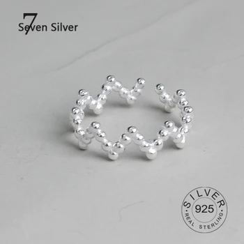 S925 sterlingas sidabro žiedai moterims, kreivės, linijos Atidaryti Reguliuojamas Pirštų Žiedai smulkūs jewlery Anti-alergijos Papuošalai, Aksesuarai