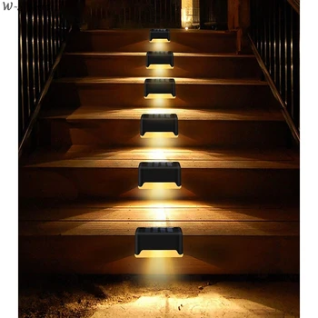 6PCS LED Saulės Žibintas Kelias Laiptų Lauko Vandeniui Sienų apšvietimo Sodo Kraštovaizdžio Žingsnis Laiptų Denio Balkonas Tvora Saulės Šviesos