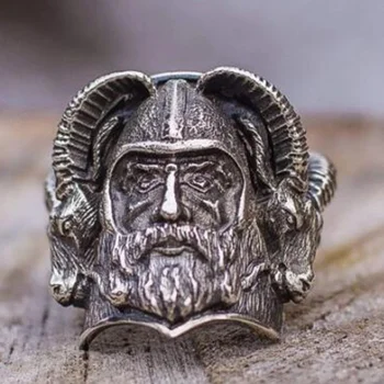 Vyrai Retro Mados Viking Žiedas Ožkos Galva Odin Mados Amuletas Žiedas Papuošalai Dovana